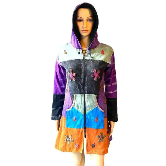 VTG Y2K The Collection Royal Goth Floral Boho Hippie Gypsy Trend Jacket Women M - Picture 1 of 10